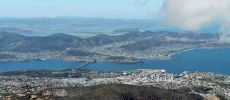 Blick auf Hobart von Mt. Wellington, Tasmanien, Australien